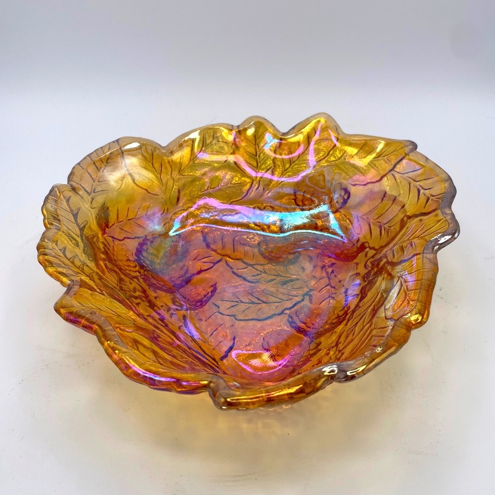 Indiana Carnival Glass Loganberry Marigold Berry Bowl Bon Bon Dish 7" Iridescent